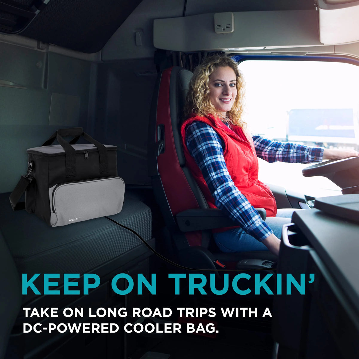 Ivation Portable Electric Cooler Bag | 15 L Soft Sided Thermoelectric Travel Cooler with Shoulder Strap, Storage Pocket & DC 12V Plug in for Car, Truck & RV Camping