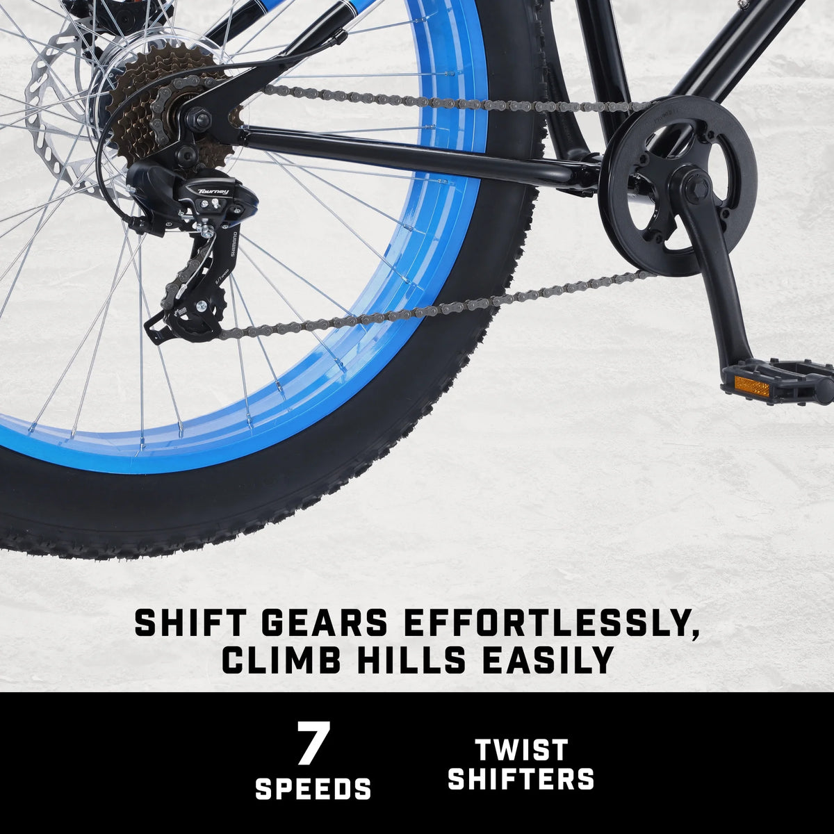 26" Mongoose Dolomite Mens Fat Tire Bike, 7 Speeds, Adults Age 13+, Black
