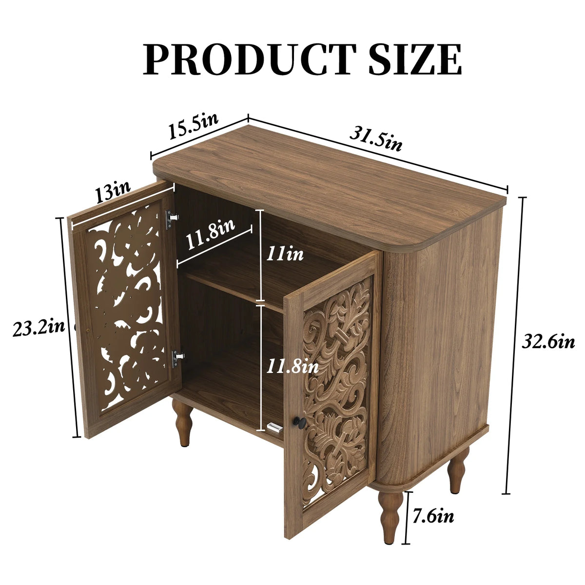 HLR 48" Accent Cabinet with 4 Doors, Vintage Hollow Carving Storage Credenza, Sideboards and Buffets Cabinet for Living Room, Kitchen, Dining Room, Entryway
