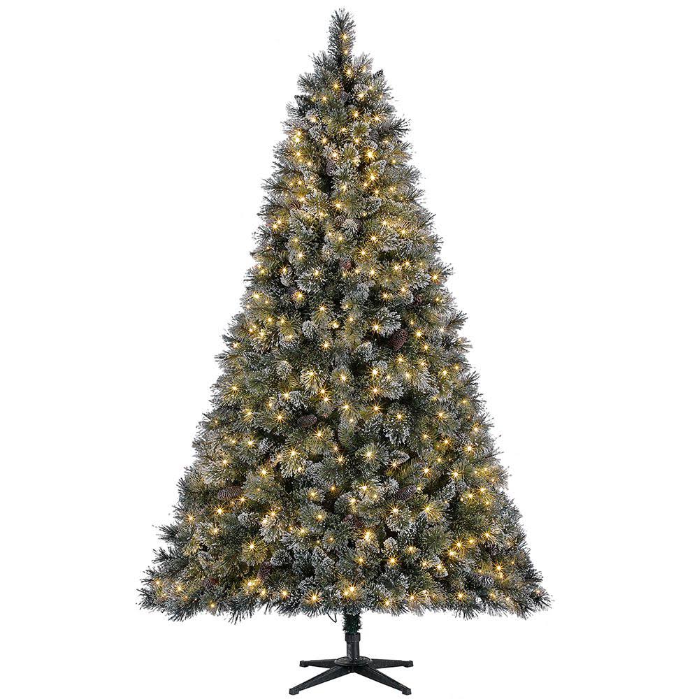 Home Accents Holiday TG76M3ACDL19 7.5 ft Sparkling Amelia Pine LED Pre-Lit Artificial Christmas Tree with Warm White Lights