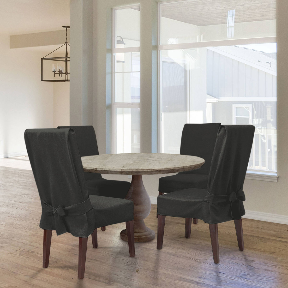 SureFit Farmhouse Basketweave Short Dining Chair Slipcover - Charcoal