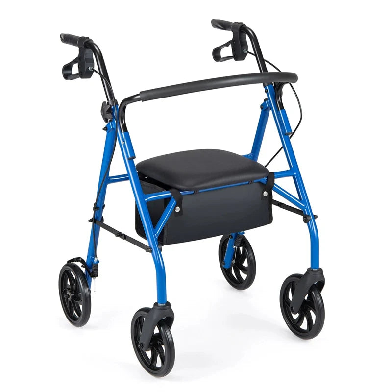 Foldable Rollator Walker with Seat & Height Adjustable Handles for Seniors, Lightweight Portable Rolling Walker w/ 8" Wheels & Storage Basket