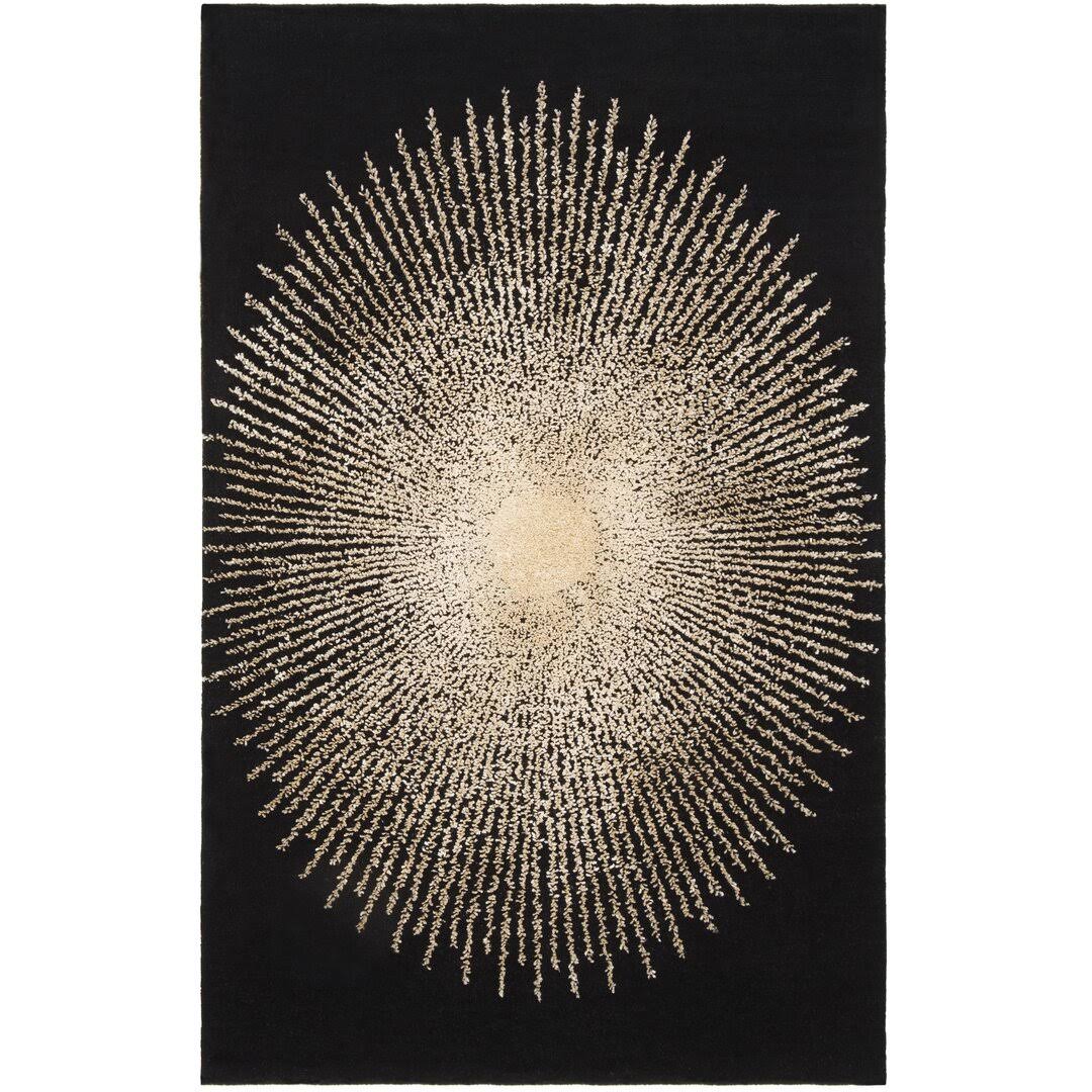 Orren Ellis Olivarria Hand-Tufted Black/Beige Area Rug, Size: Rectangle 2' x 3'