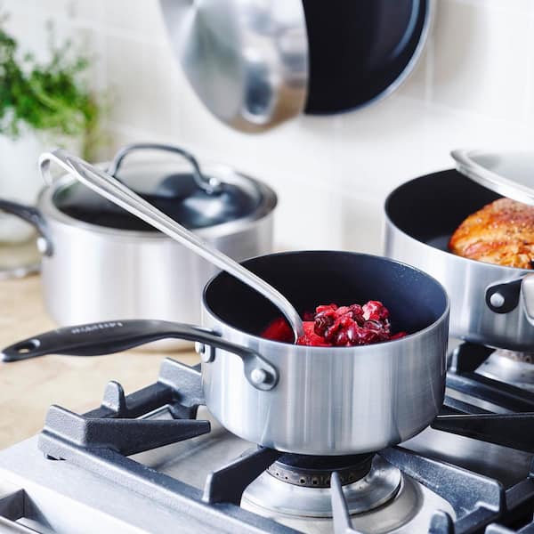 Venice Pro Noir Tri-Ply Stainless Steel Healthy Ceramic Nonstick 13 Piece Cookware Pots and Pans Set