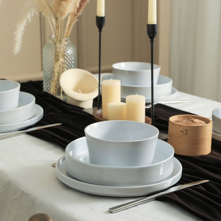 Stone Lain Celina Stoneware 24-Piece Dinnerware Set, Dinner and Pasta Bowls, White