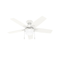 Hunter 52488 44 in. Anisten Fresh White Ceiling Fan with LED Light Kit & Pull Chain