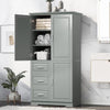 Bathroom Cabinet, 62.2" Tall Storage Cabinet with Doors and Shelves, Freestanding Linen Closet for Bathroom, Kitchen, Living Room, Grey