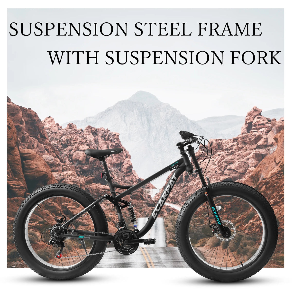 Ambifirner 26" Fat Tire Mountain Bike with Full Suspension - 4" Wide All - Terrain Tires & Shimano 21 - Speed Drivetrain - Outdoor Bike for Men/Women 85% Pre - Assembled Durable Design