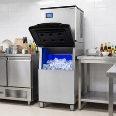 450 LBS/24H Commercial Split Ice Maker, Stainless Steel Ice Machine with 250 LBS Storage Bin, Self-Cleaning & Air Cooled for Restaurant Bar Cafe Hotel