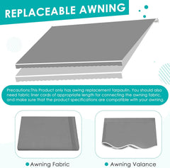 AECOJOY Retractable Awning Replacement, Sunshade Canopy for Patio Outdoor Awning (Without Frame), 280g/㎡ Polyester Fabric Cover