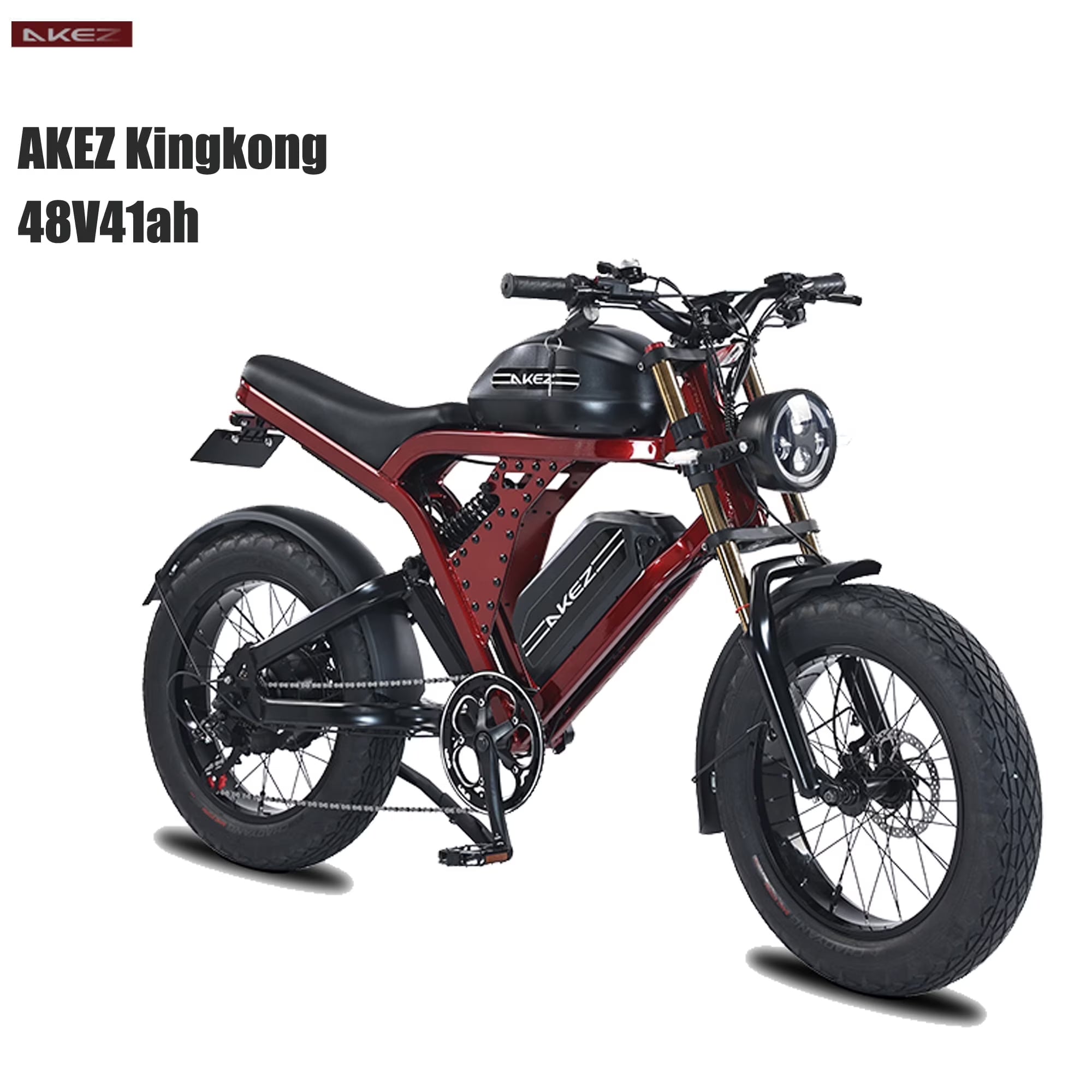 Peak 3000W AKEZ Kingkong 1500W Electric Bike, 31MPH Electric Dirt Bike for Adults, 48V41A Dual Removable Battery Mountain Ebike, 20'' Fat Tire Ebike, 7speed, Hydraulic Brake