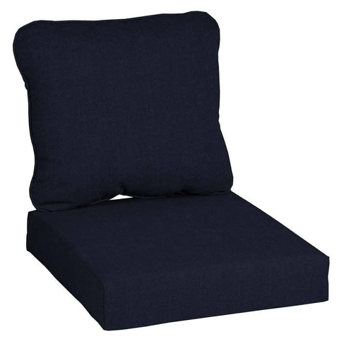 Hampton Bay 24 in. x 22 in. CushionGuard Midnight 2-Piece Deep Seating Outdoor Lounge Chair Cushion