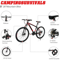 26 in 21 Speed explorer Red Black Mountain Bike