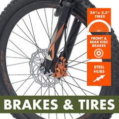 Ozark Trail 24" Glide Mountain Bike, 8 Speed, Black, Teen, Unisex