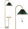 Modern Elegant with Tray Floor Lamp for Office Cafe Den Living Room Bedroom, Foot Switch and Brass/Gold Finish, Light Yellow Pleated Cloth Lampshade