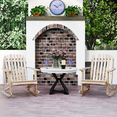 Tangkula Adirondack Rocking Chair with Slatted Seat and High Fanned Back