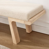 Zesthouse 47.4" Linen Upholstered Bench, Entryway Bench with Solid Wood Legs, Modern Ottoman Bench for Living Bedroom Room, Beige