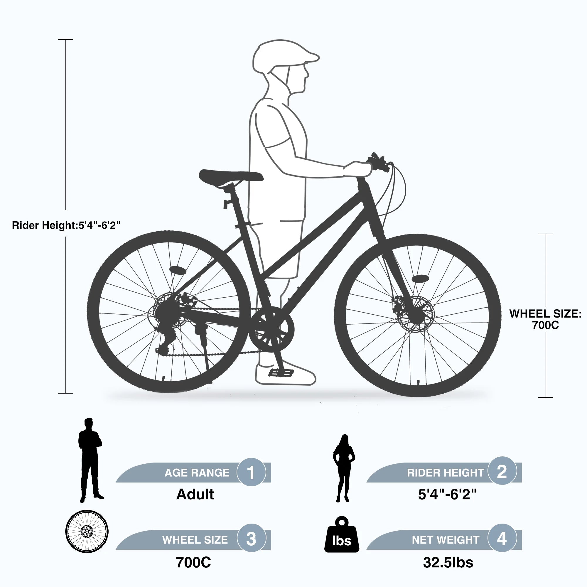 Outdoor Bike 7 Speed Hybrid Bike Disc Brake 700C Road Bike for Men Women'S City Bicycle, Mountain Bike for Outdoor