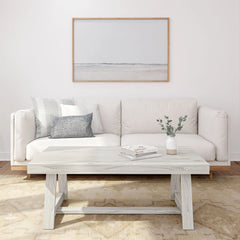 Plank+Beam Farmhouse Coffee Table, 48" Solid Wood Tables for Living Room, Rectangular Center Table
