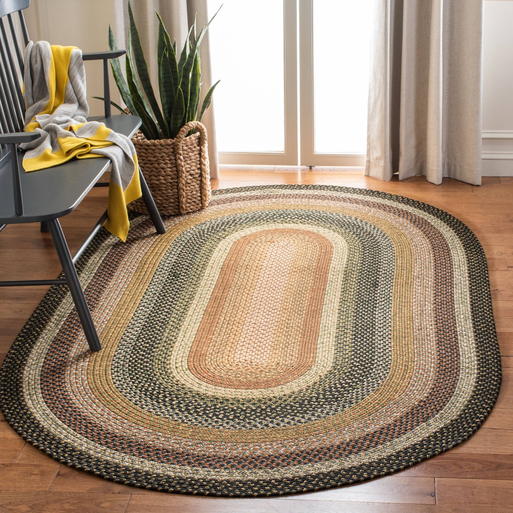 Safavieh Braided Blue/Multi Area Rug; Oval 3' x 5'