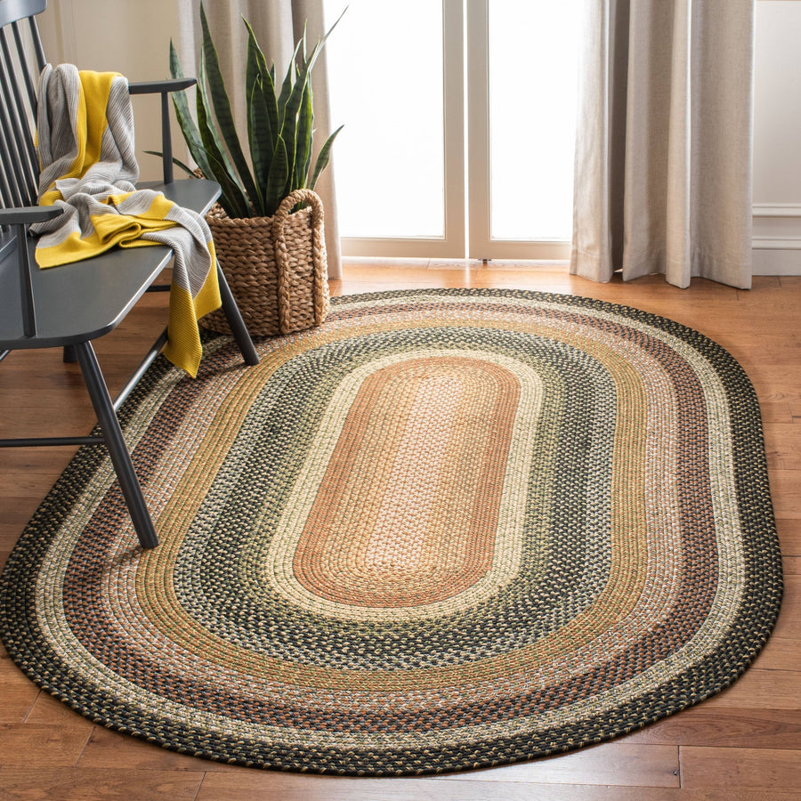 Safavieh Braided Blue/Multi Area Rug; Oval 3' x 5'