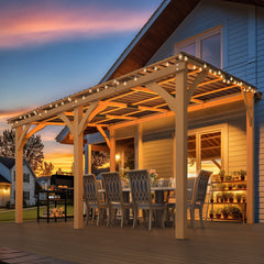 AECOJOY 12' x 10' Outdoor Wooden Gazebo, Patio Lean to Hardtop Pergolas and Gazebos