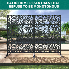 Accreate Decorative Wrought Privacy Screen - Easy Snap - Together Room Divider for Indoor/Outdoor Use, Breathable Wind - Resistant Partition with Anti - Tip Base (6x3.8ft)