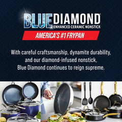 Blue Diamond 10 - Piece Diamond - Bond Hybrid Ceramic Nonstick Stainless Steel Cookware Set, Dishwasher Safe