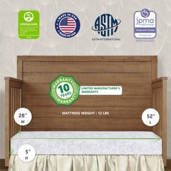 on Me Twinkle 5 88 Coil Crib and Toddler Mattress. Morning Mist Floral. Greenguard Gold Certified
