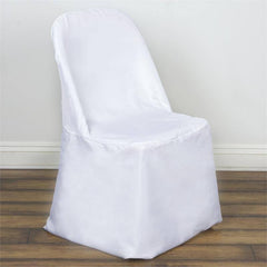 Efavormart White Folding Chair Cover-Flat