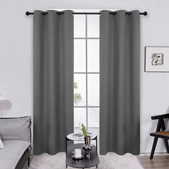 Deconovo Thermal Insulated Grommet Blackout Curtains for Bedroom Short, Room Darkening Window Drapes, 42 inch by 45 inch, Dark Grey, 2 Curtain Panels