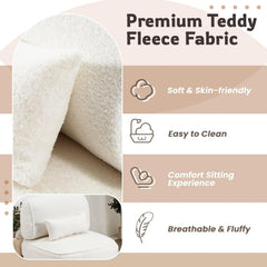 AECOJOY Mid Century Modern Accent Chair, Extra Large Teddy Upholstered Lounge Chair with Pillow