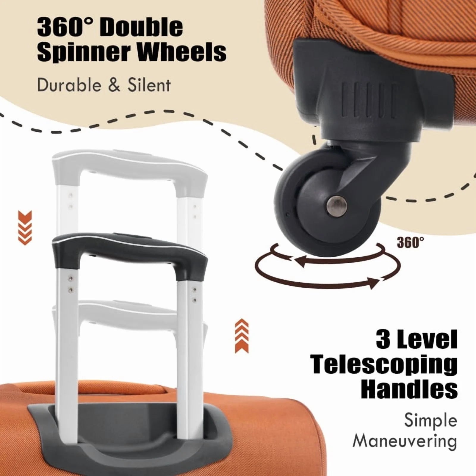 Softside Luggage Expandable 3 Piece Set Suitcase Upright Spinner Softshell Lightweight Luggage Travel Set