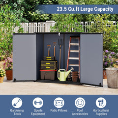 Tangkula 23.5 Cu.ft Outdoor Storage Box with Floor & Lockable Door