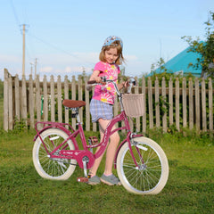 Bstjewey 20 in Girls Bike with Basket, Kids Bicycle for Ages 7 - 13