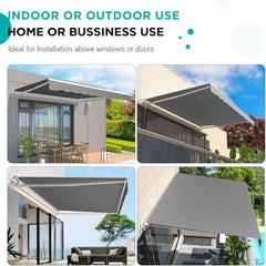 AECOJOY 14'x10' Manual Retractable Awning Sun Shade, Patio Awning Canopy
