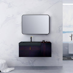 ELLO&ALLO 24 in. W x 36 in. H Rectangular Aluminum Framed Wall Mount Bathroom Vanity Mirror in Black