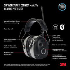 3M Worktunes Connect. AM/FM Hearing Protector. Bluetooth Technology