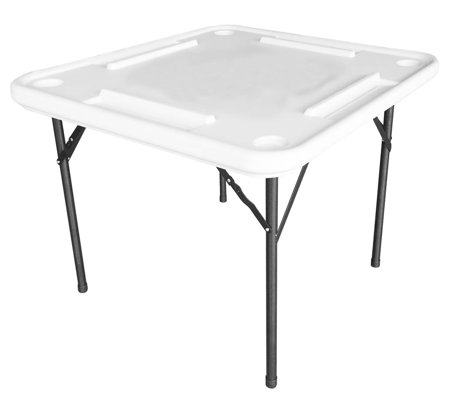 Bene Casa Foldable Domino Table with Built - in Drink Holders, 38" x 38", White