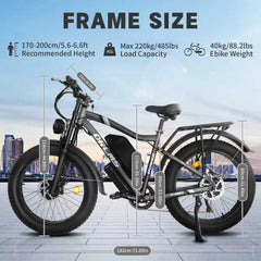 3000W Peak Dual Motor E - Bike, 52V 25AH Battery Elec - Tric Bike for Adults, 35MPH Mountain AWD 7 - Speed Snow E - Bike with 24" x 4.0 Fat Tire for Mountain Snow Hunting Commuting