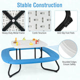 8-Person Kids Picnic Table Bench Set with Removable & Foldable Umbrella, Toddler Outdoor HDPE Activity Table and Chair Set for Backyard Patio