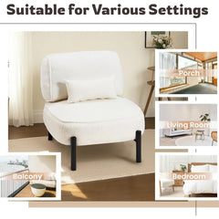 AECOJOY Mid Century Modern Accent Chair, Extra Large Teddy Upholstered Lounge Chair with Pillow