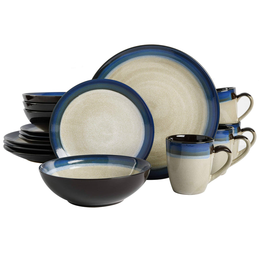 Gibson Elite Couture Bands 16-Piece Dinnerware Set Blue