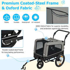 AECOJOY Dog Bike Trailer, Large 57'' Pet Bicycle Carrier for Small and Medium Dogs