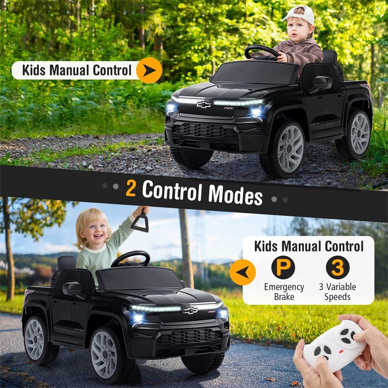 12V Licensed Chevrolet Ride On Truck Car Kids Electric Vehicle with Remote Control, Rear Storage, Lights, Music & Spring Suspension for Ages 3+