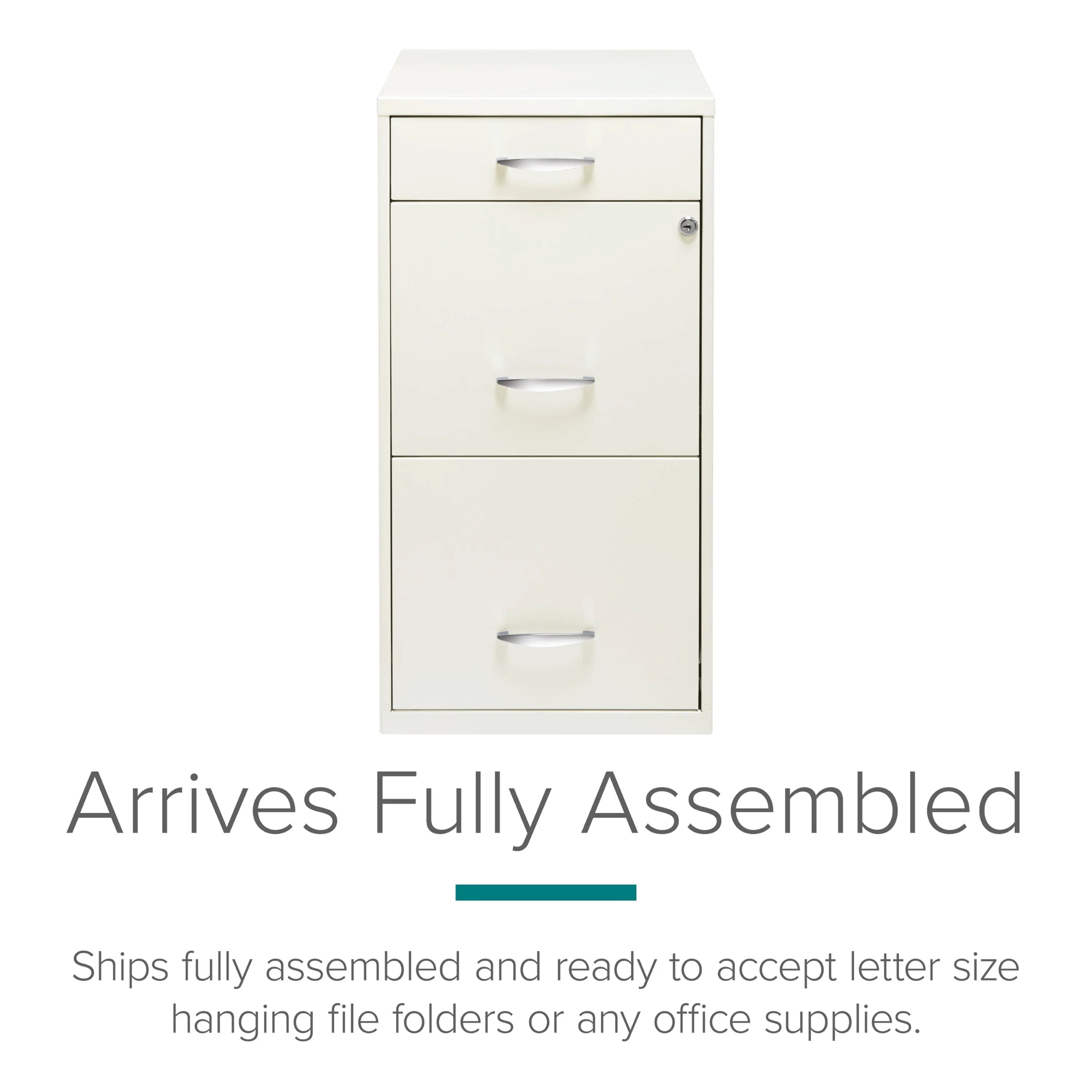 Space Solutions 3 Drawer Letter Width Vertical File Cabinet with Pencil Drawer, White
