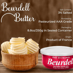 Beurdell Canned French Butter - 100% Natural Salted Pasteurized Real Butter | Long Shelf Life Emergency Survival Food | Great for Cooking, Baking, RV & Camping | Pull Top Lid | Pack of 24 | France