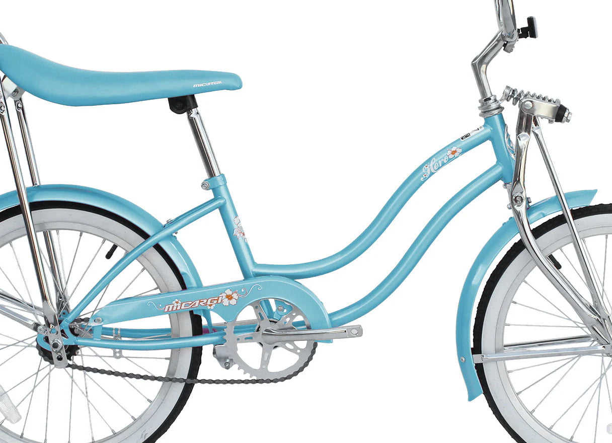 Wonder Wheels 20 in Women'S Girls Beach Cruiser Lowrider Coaster Brake Single Speed Bicycle, Bike with Banana Seat Stainless Steel Spokes One Piece Crank Alloy Rims 36 H - Baby Blue