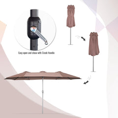 AECOJOY 15x9ft Double-Sided Patio Umbrella, Brown