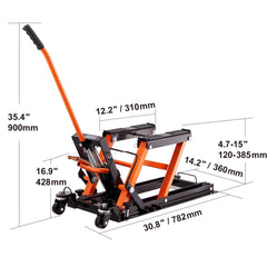 KFFKFF 1500 lb Hydraulic Motorcycle ATV Lift Jack Hydraulic Pump Hoist Jack ATV Dirt Bike Stand
